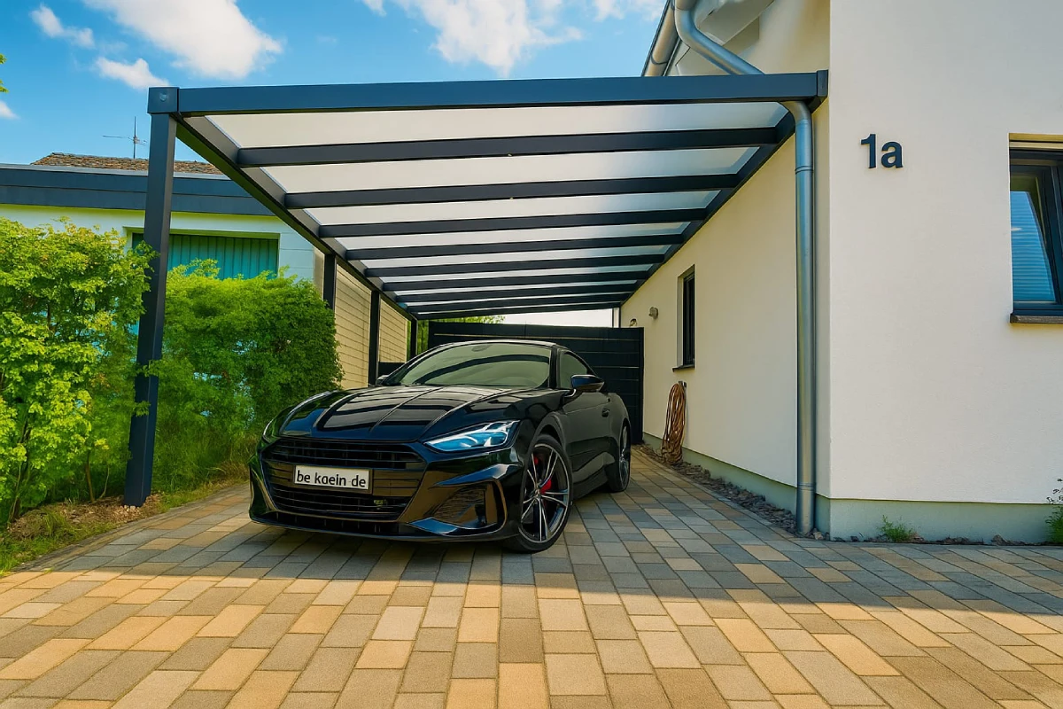 Polycarbonat Carport anthrazit RAL 7016 in Hennef