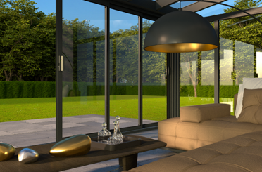 Glasschiebewände im Alurahmen